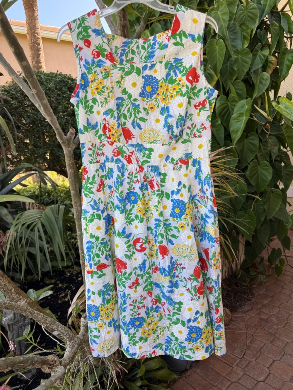 Rosemary Long New Perspective Dress Sz Woman’s 20 LG White Floral 1970’s